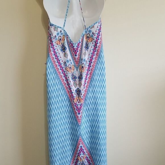 Pink Owl Blue Maxi Dress Sz small - Picture 9 of 11